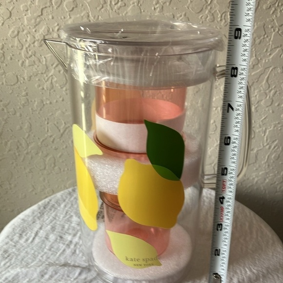 Kate Spade: Lemons Nesting Plastic Pitcher & 2 Glasses- set of 3 - Picture 14 of 16